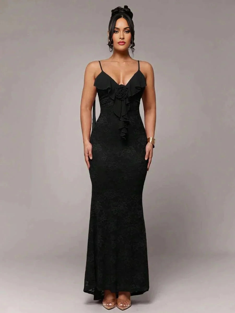 Beatrice Maxi Dress - Refined Style - Slim Fit - Medium Stretch Fabric Elasticity - Color - Sleeveless - Neckline Spaghetti Strap - Modern Look
