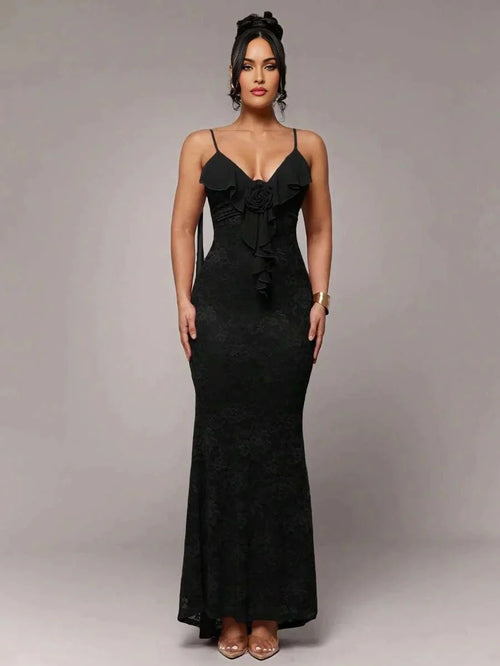 Beatrice Maxi Dress - Refined Style - Slim Fit - Medium Stretch Fabric Elasticity - Color - Sleeveless - Neckline Spaghetti Strap - Modern Look