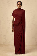Benedetta Cape & Dress Set with Unique Draped Design in Red