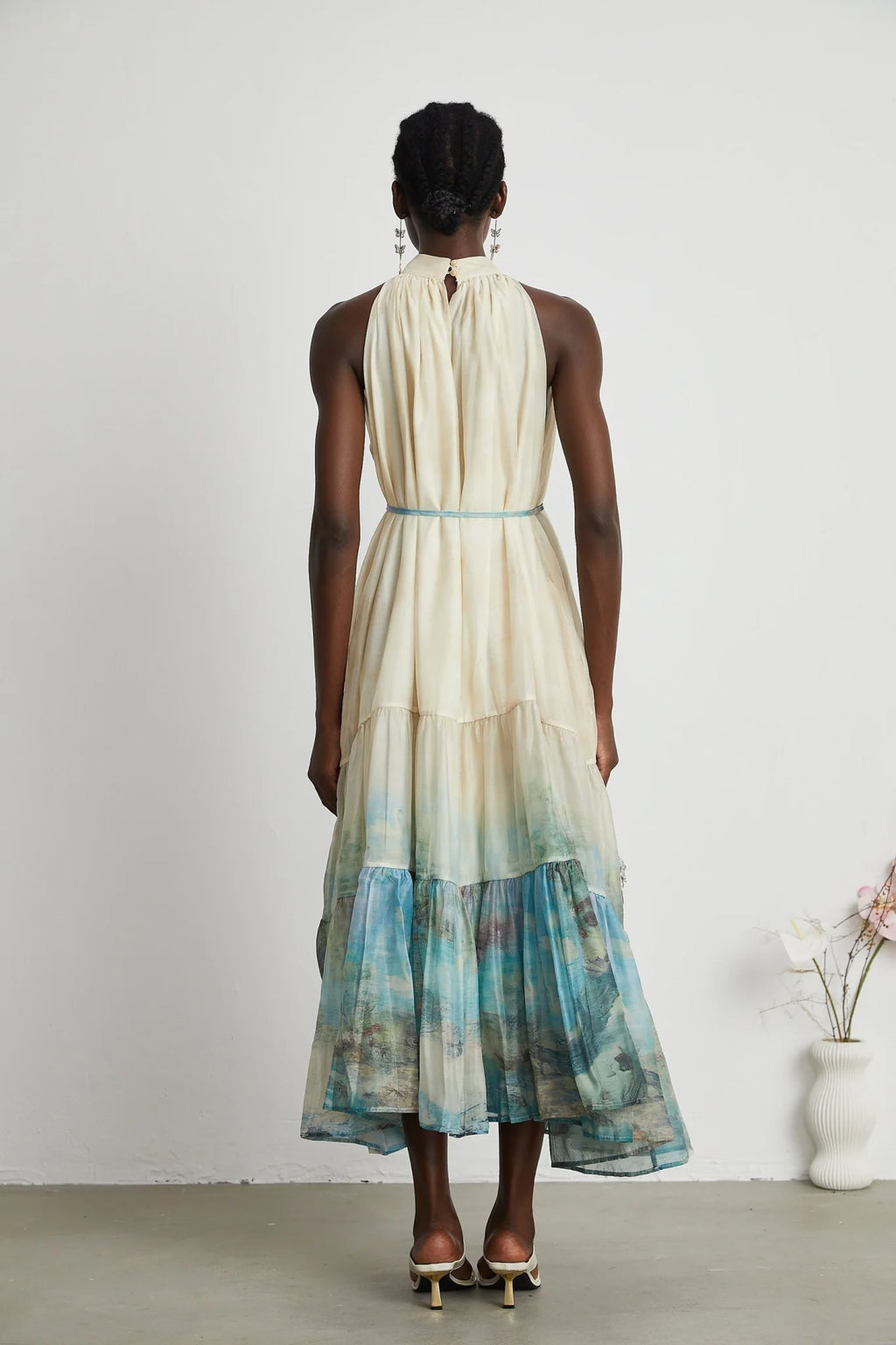 Benedetta Midi Dress – Sleeveless – Pattern Print – Flounce Hem