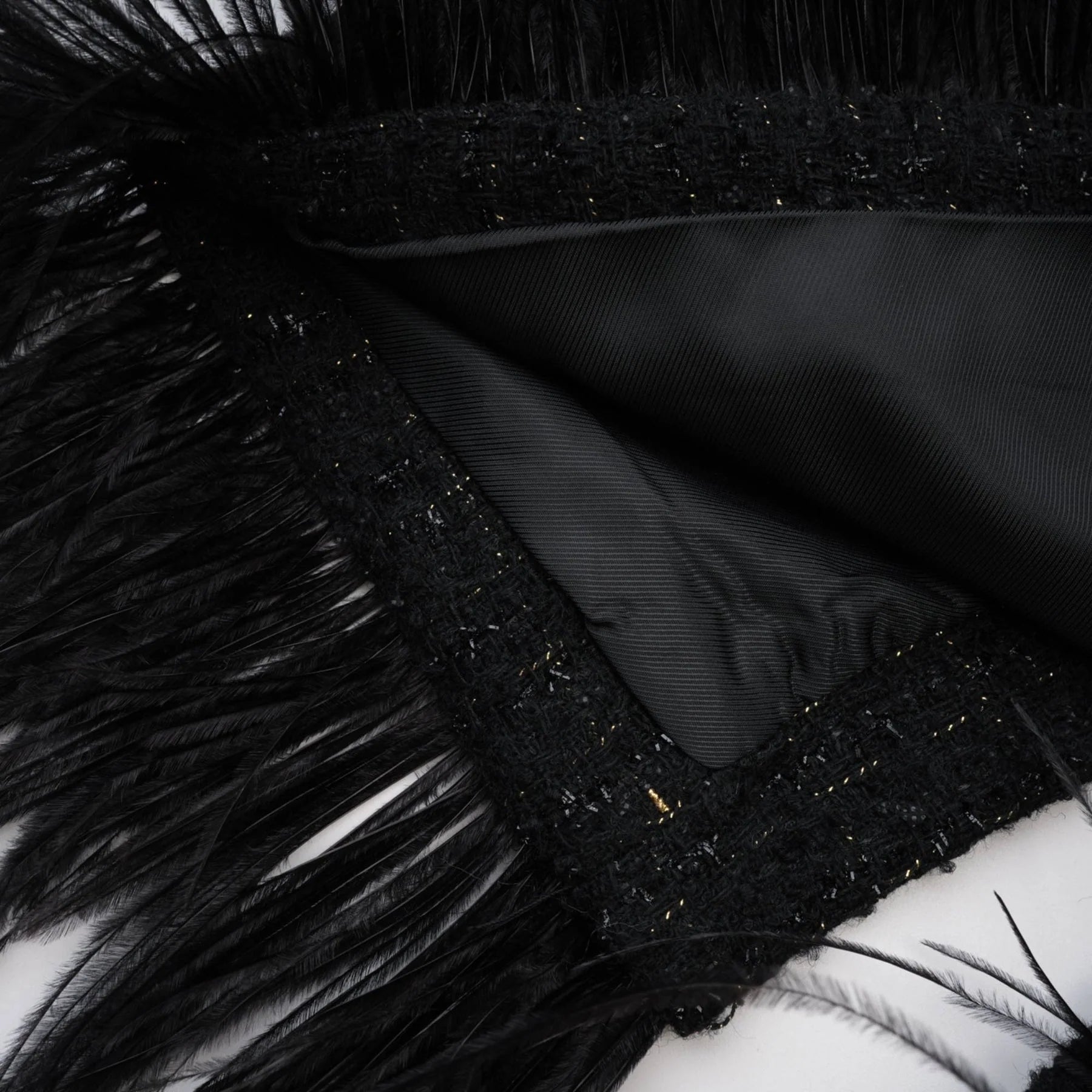 Beppina Jacket & Skirt - Tweed - Notched Lapels - Panelled Design - Ostrich Feather Accents
