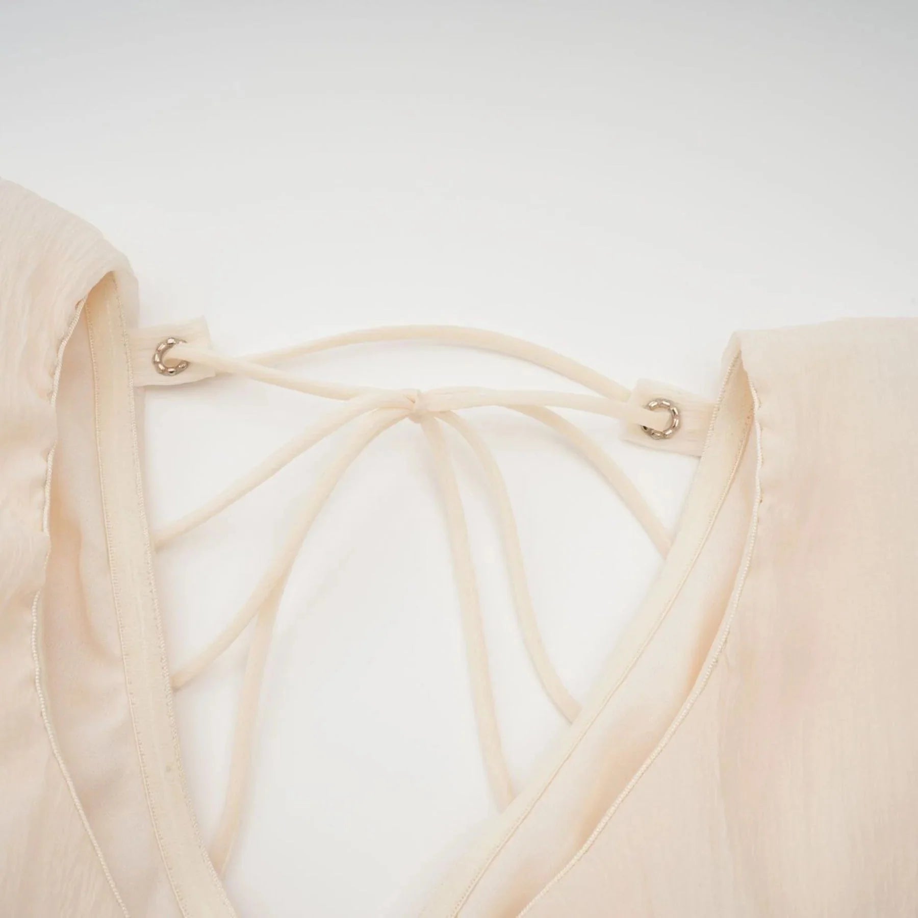Beppina Mini Dress Neutral V - neck Ruffled Thigh Length & Floral Layers