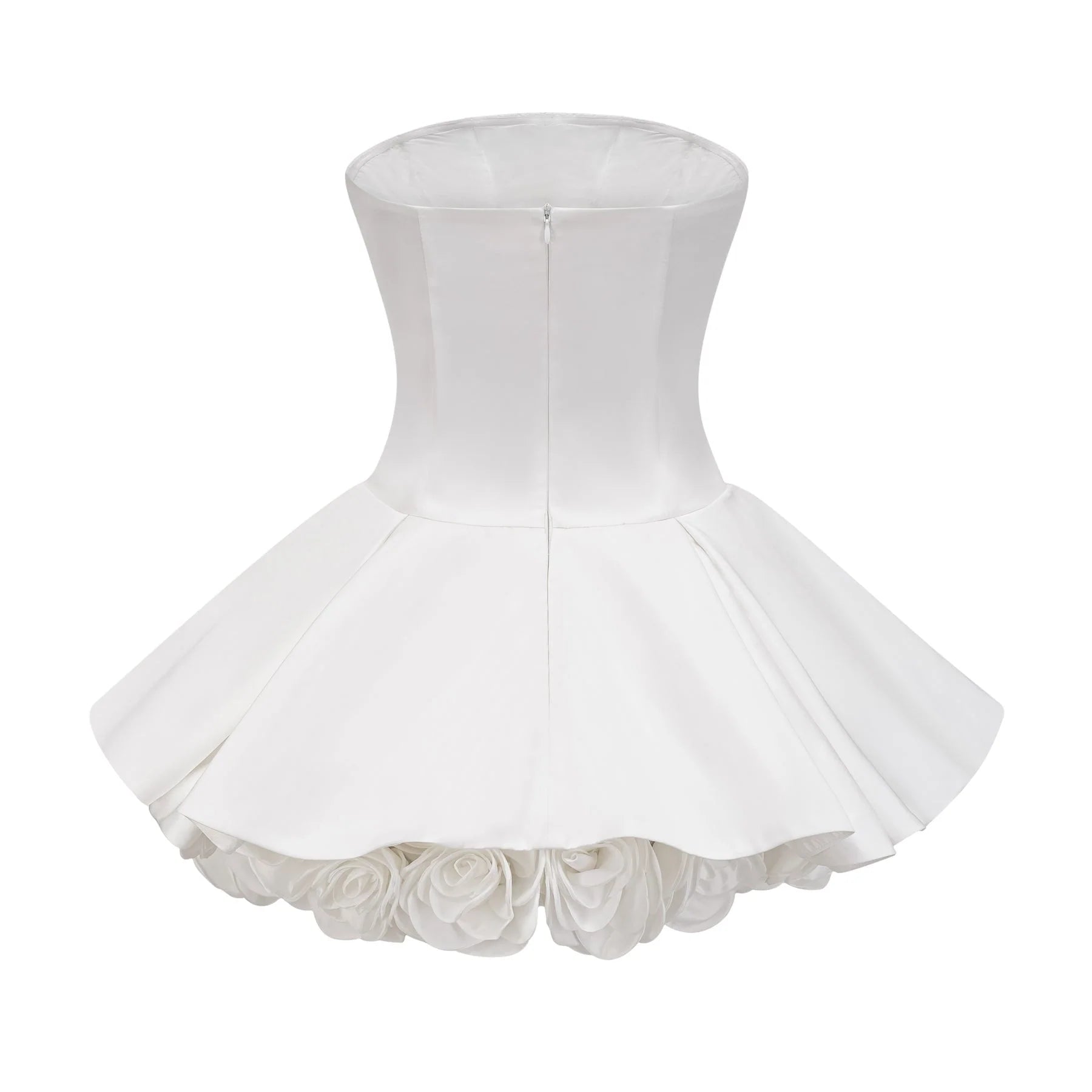 Bettina Off Shoulder Mini Dress - Layered Design - Fitted Waist - Flared Skirt - 3D Petal Detailing
