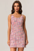 Bettina Pink Tweed Chain Strap Mini Dress