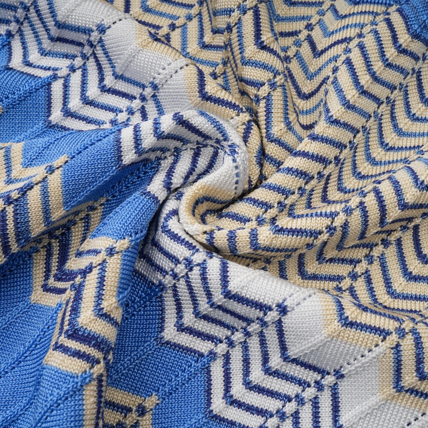 Bianca Skirt & Top Set - Ribbed Knit - Zigzag Woven Design - V - Neck - Button Fastening