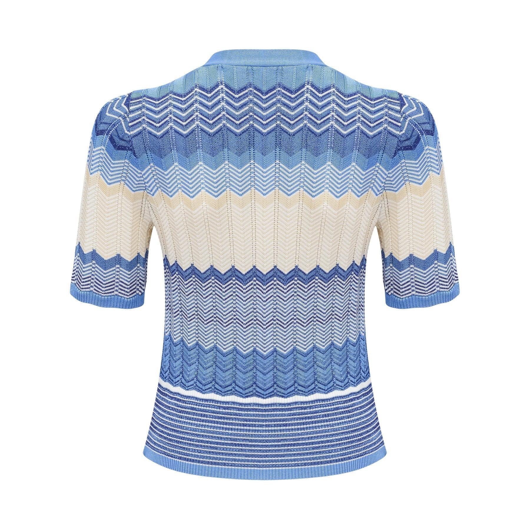 Bianca Skirt & Top Set - Ribbed Knit - Zigzag Woven Design - V - Neck - Button Fastening