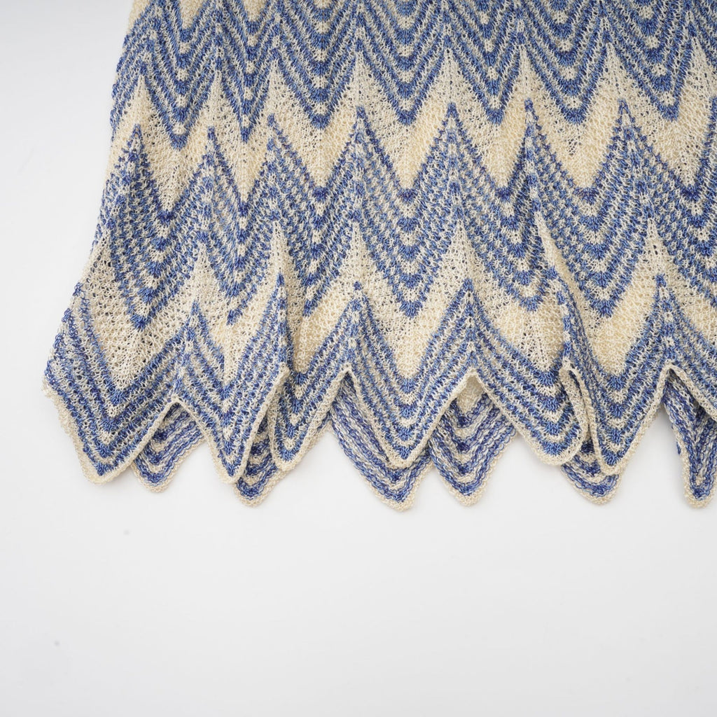 Bianca Skirt & Top Set - Ribbed Knit - Zigzag Woven Design - V - Neck - Button Fastening