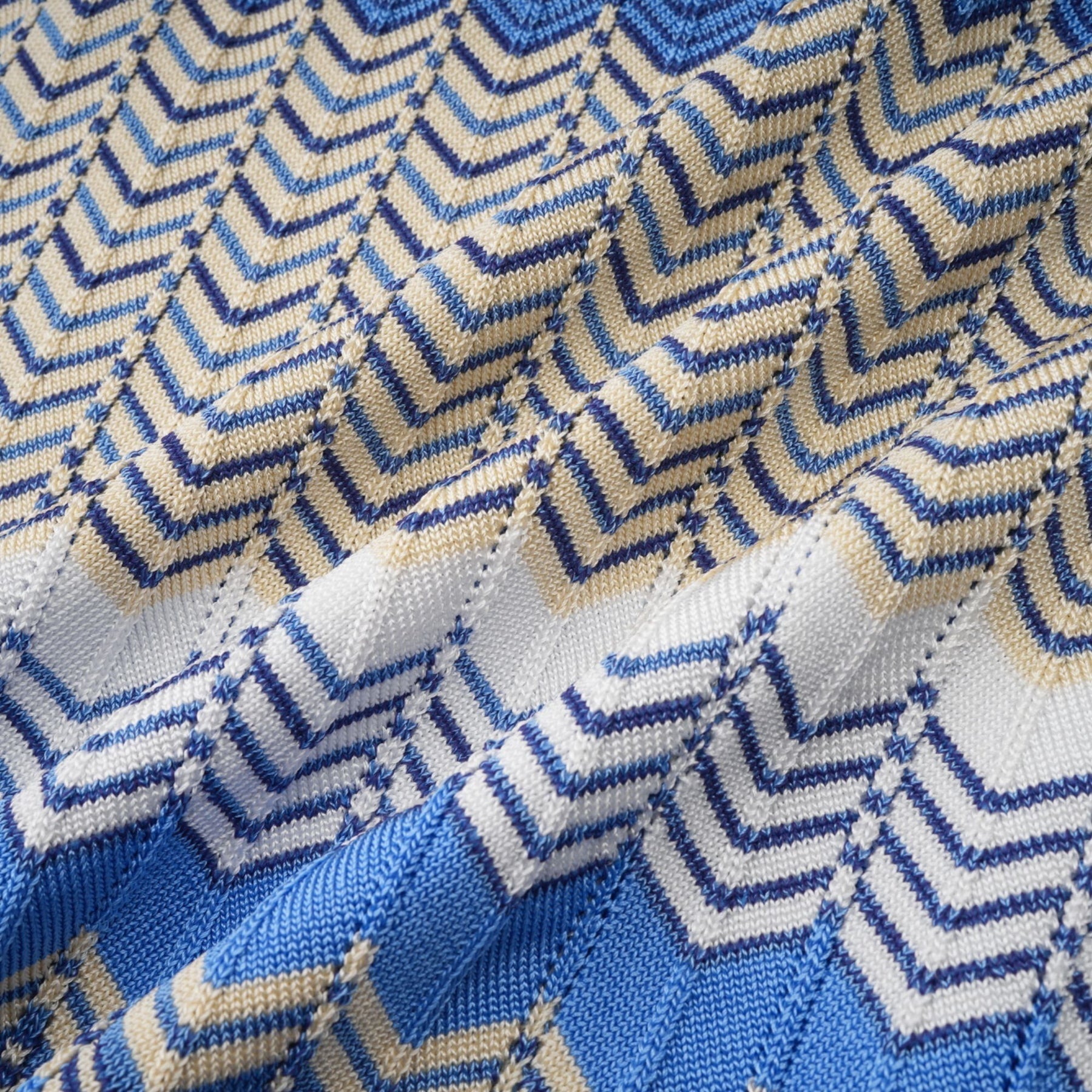Bianca Skirt & Top Set - Ribbed Knit - Zigzag Woven Design - V - Neck - Button Fastening