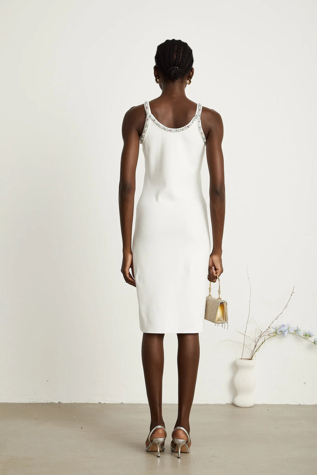 Biancamaria Cardigan & Dress - V Neck - Beaded Embellishment - Knitted Construction - Midi Length