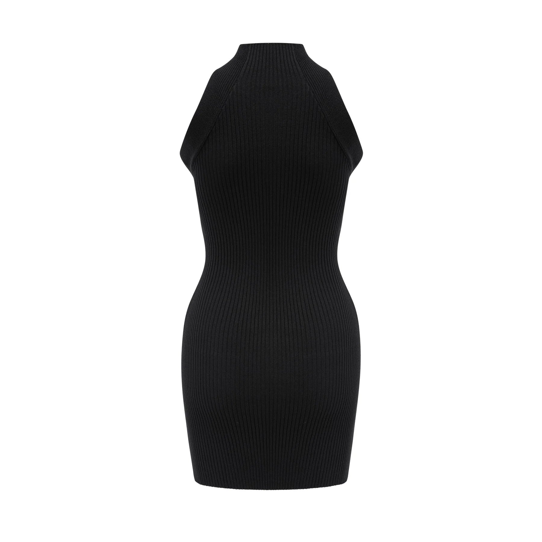 Bice Mini Dress - Sleeveless Round Neck - Twist and Cut - Out Detailing - Stretch