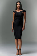 Black bandage silhouette off-shoulder Coraline dress