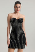 Black Gaetana Rhinestone Mini Dress