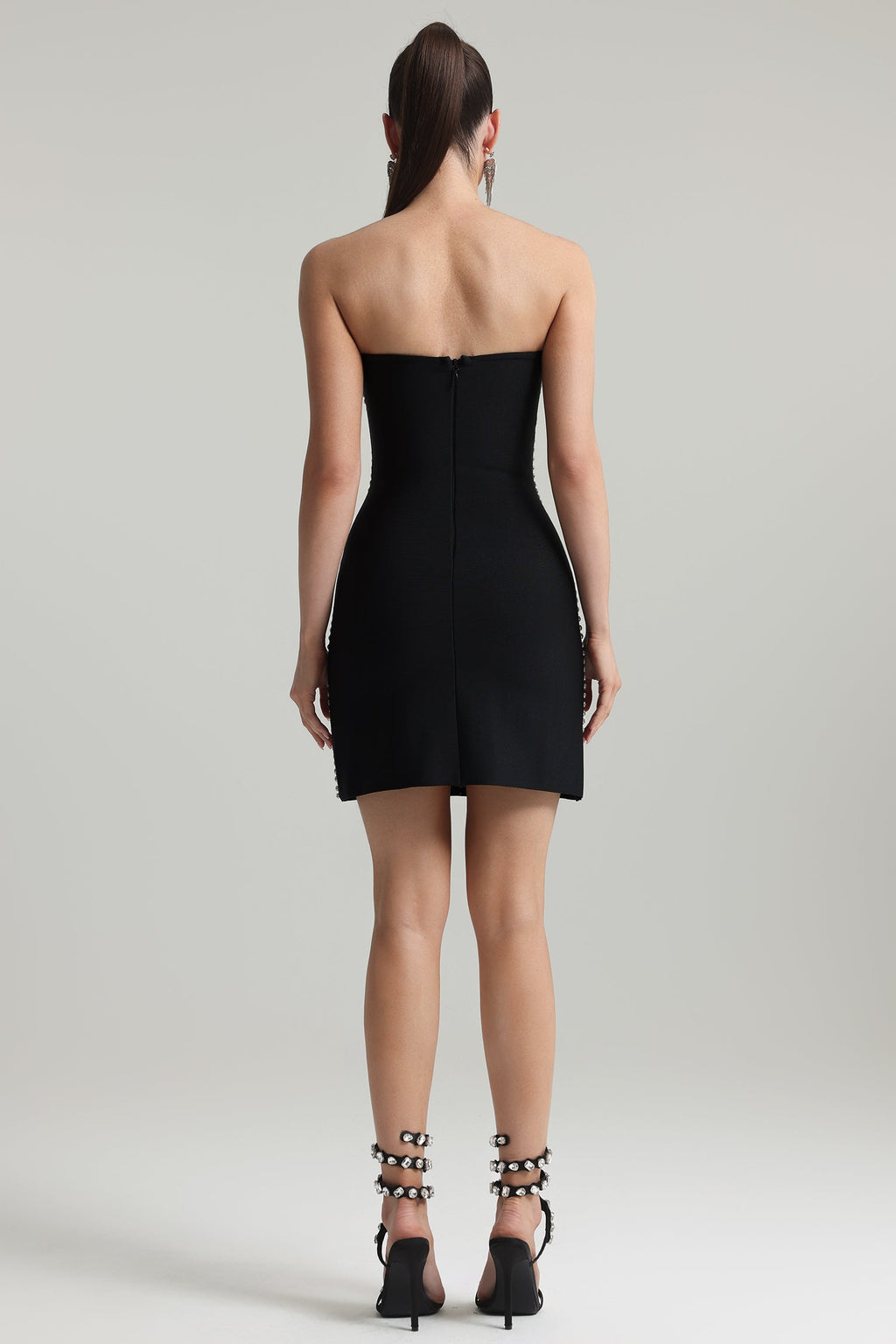 Black Gaetana Rhinestone Mini Dress