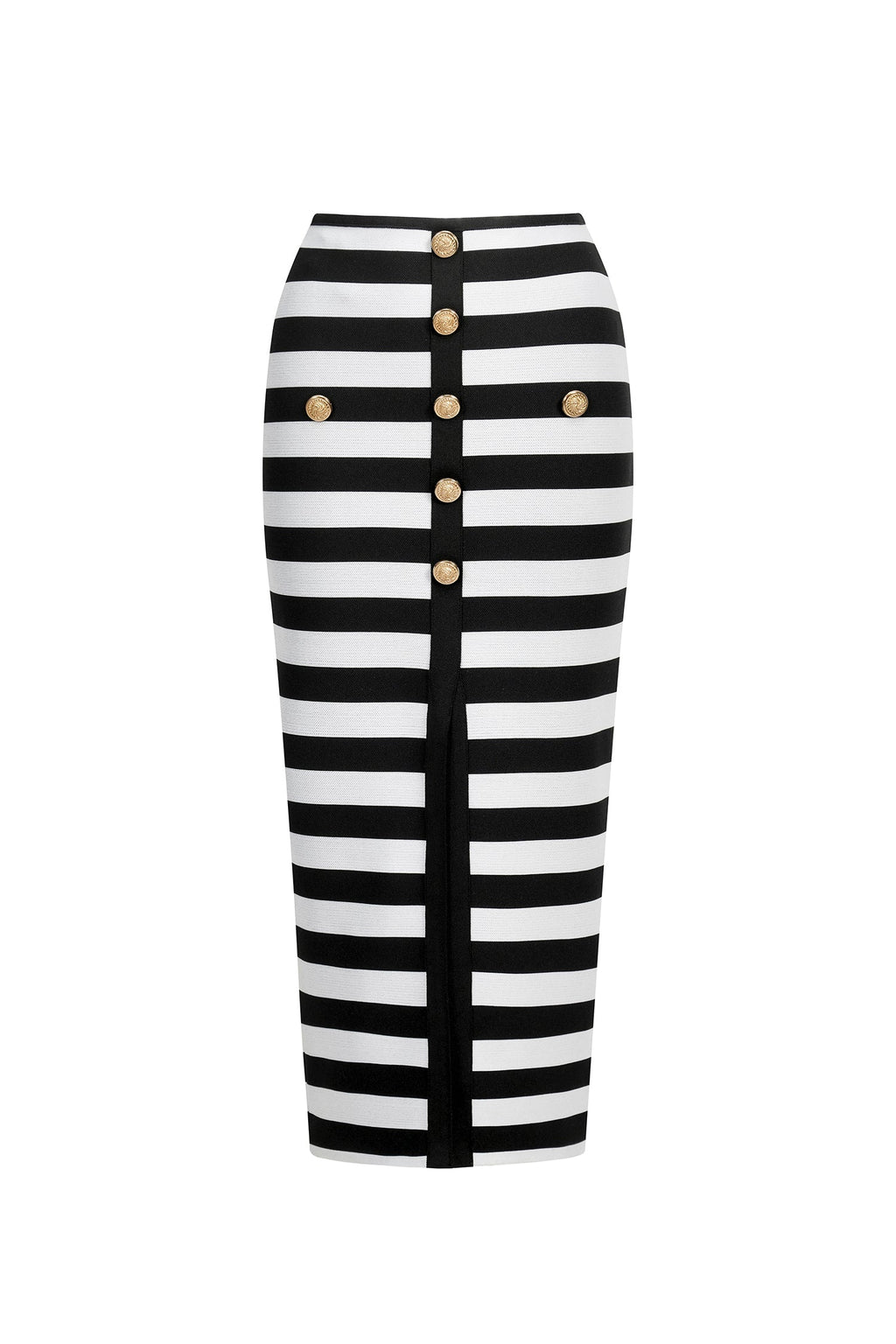 Black Martha Off-the-Shoulder Hollow Out Slit Bandage Midi Two-Piece Set