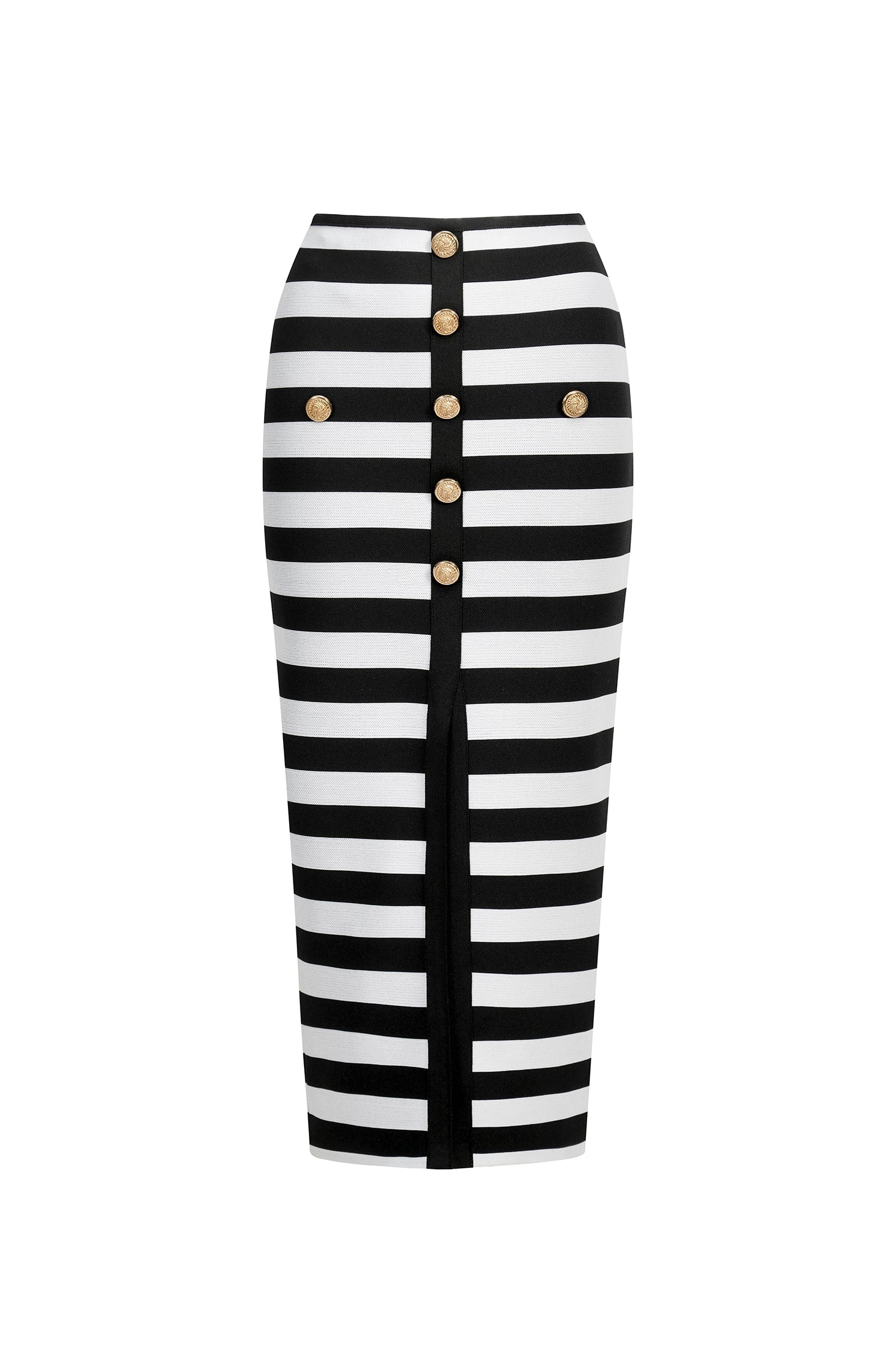 Black Martha Off-the-Shoulder Hollow Out Slit Bandage Midi Two-Piece Set