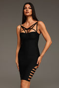 Black Orana Sleeveless Hollow Out Bandage Midi Dress