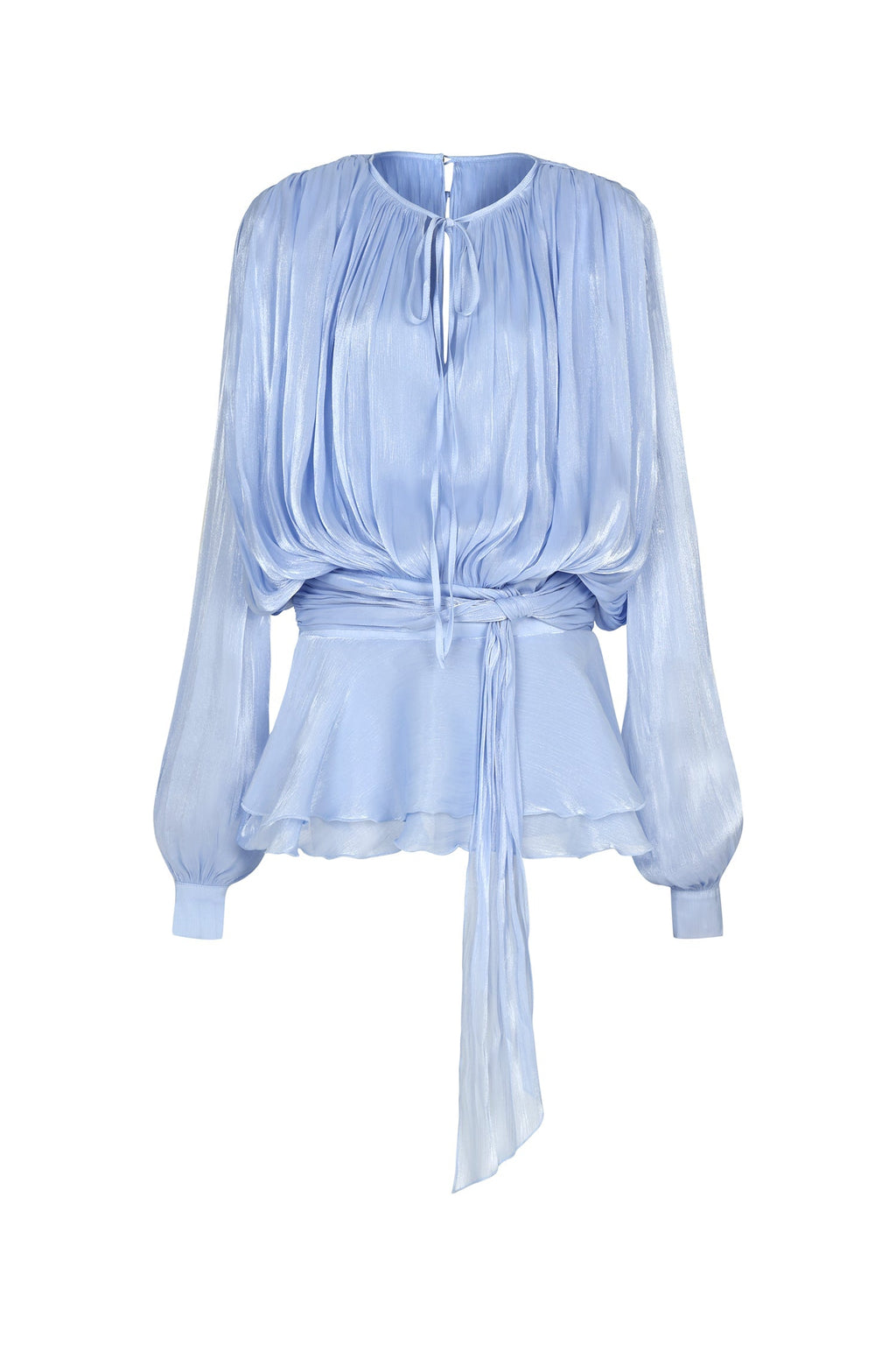 Blue Dekia Long Sleeves Hollow Out Flounce Mini Dress