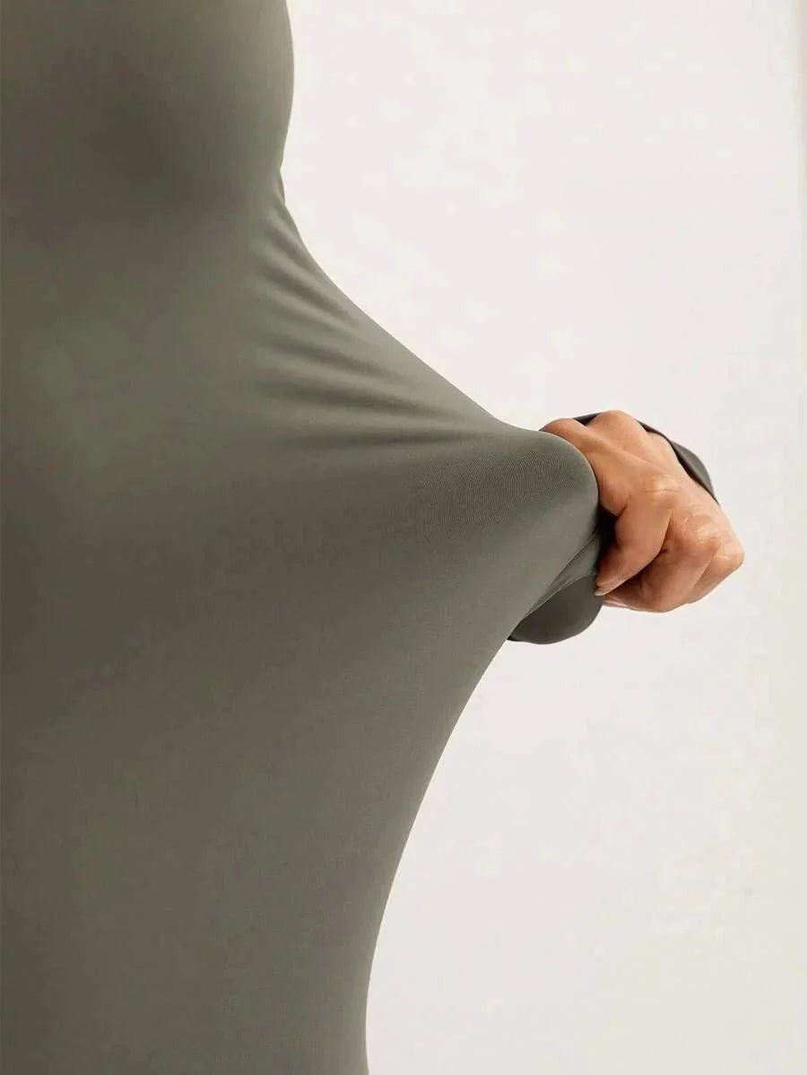 Bodysuit - High Stretch Fabric - Slim Fit - Sleeveless Length - Asymmetrical, Ruched - Casual Style - Natural (mid Waist) Waist Line