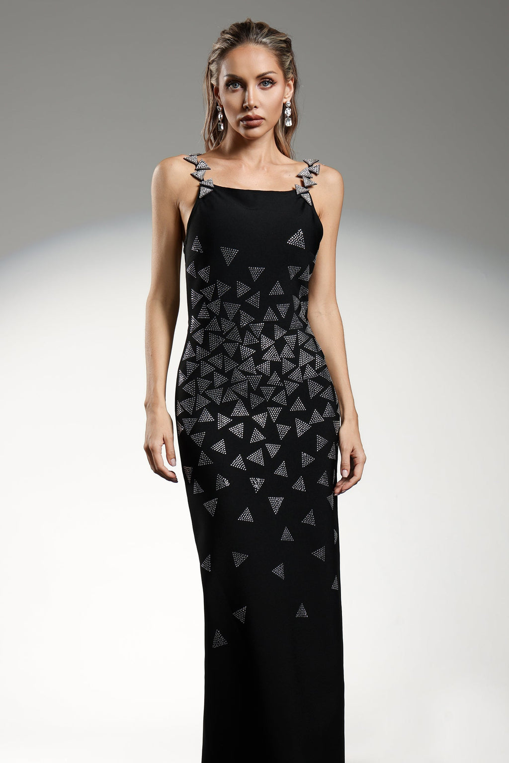 Brenna Black Diamond Patterned Sleek Silhouette Dress