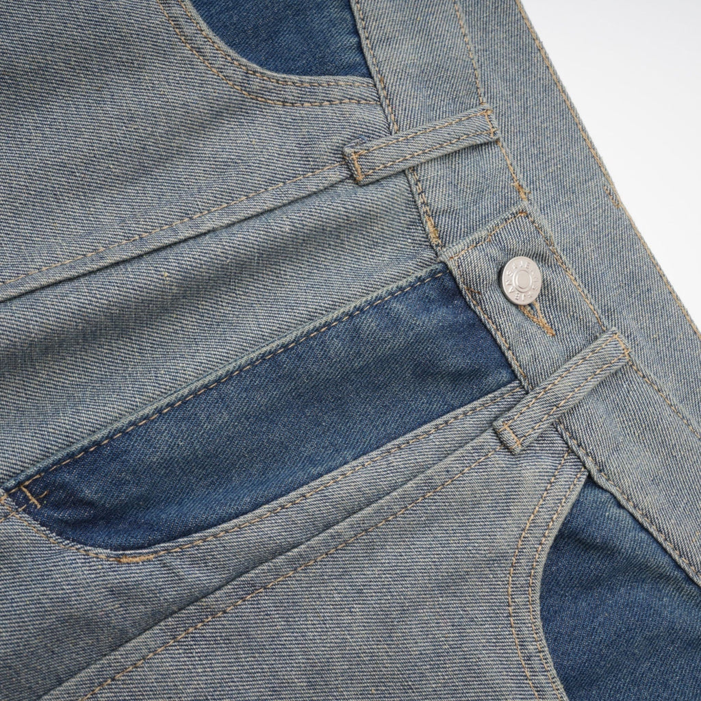 Brenna Jeans - Denim - Panelled Design - Wide Leg Cut - Four Welt Pockets