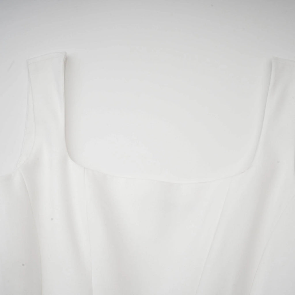 Brianna Dress - Square Neck - Sleeveless - Corset Style - Pleated Design - Flared Skirt - Ankle Length - Rear Zip Fastening