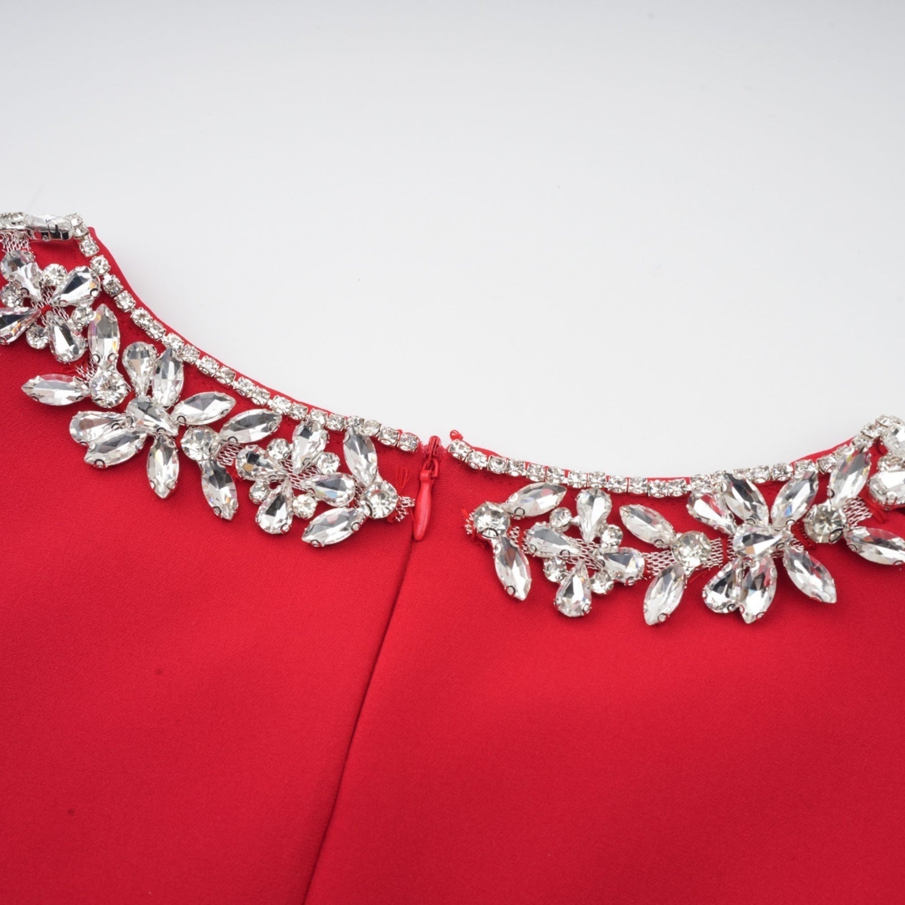 Brianna Mini Dress - Sleeveless - Belted Waist - Crystal Embellishment - Pleated Detailing