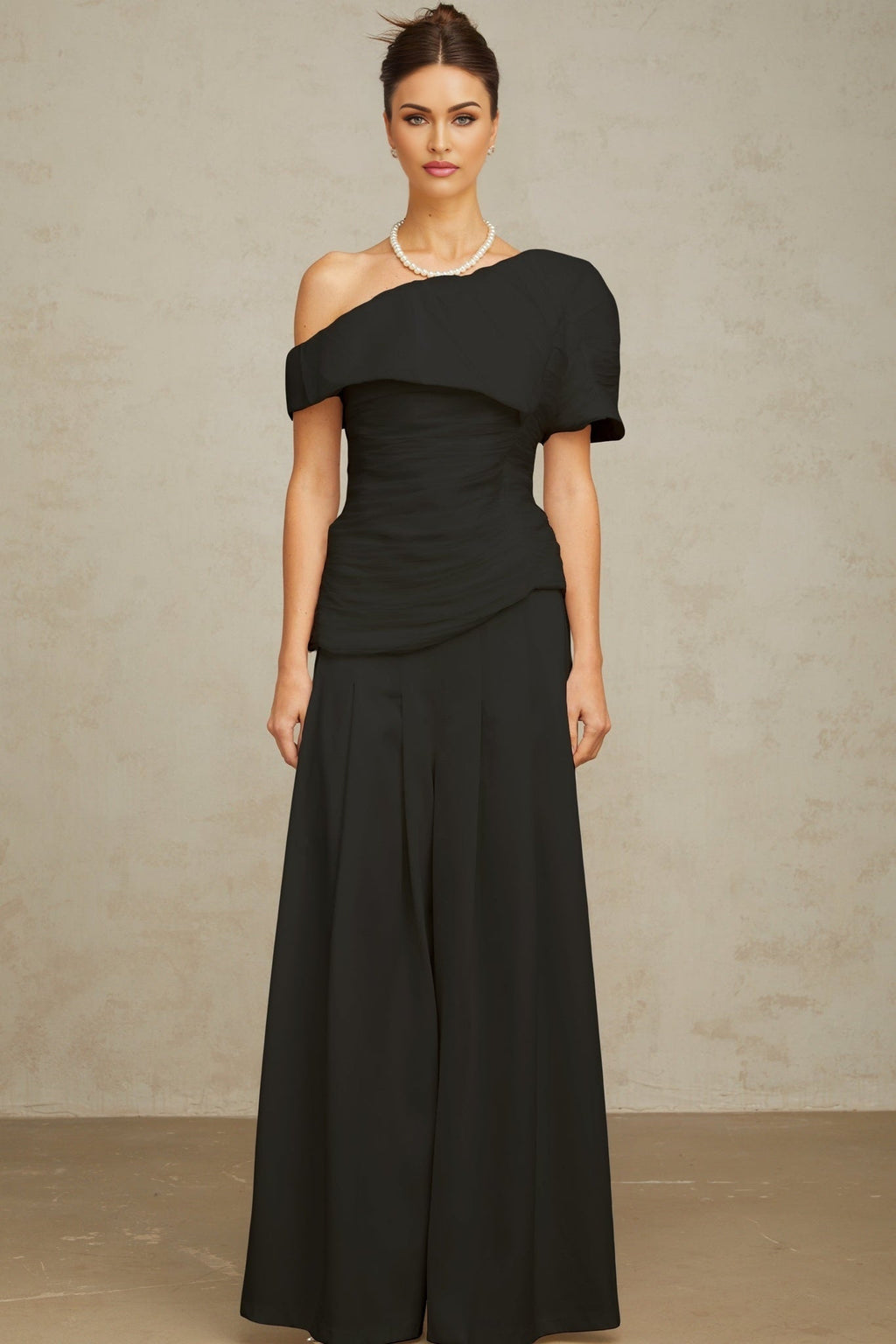 Brianna Top & Trousers - One - Shoulder Design - Puff Sleeves - Smocked Detail - Culotte Style
