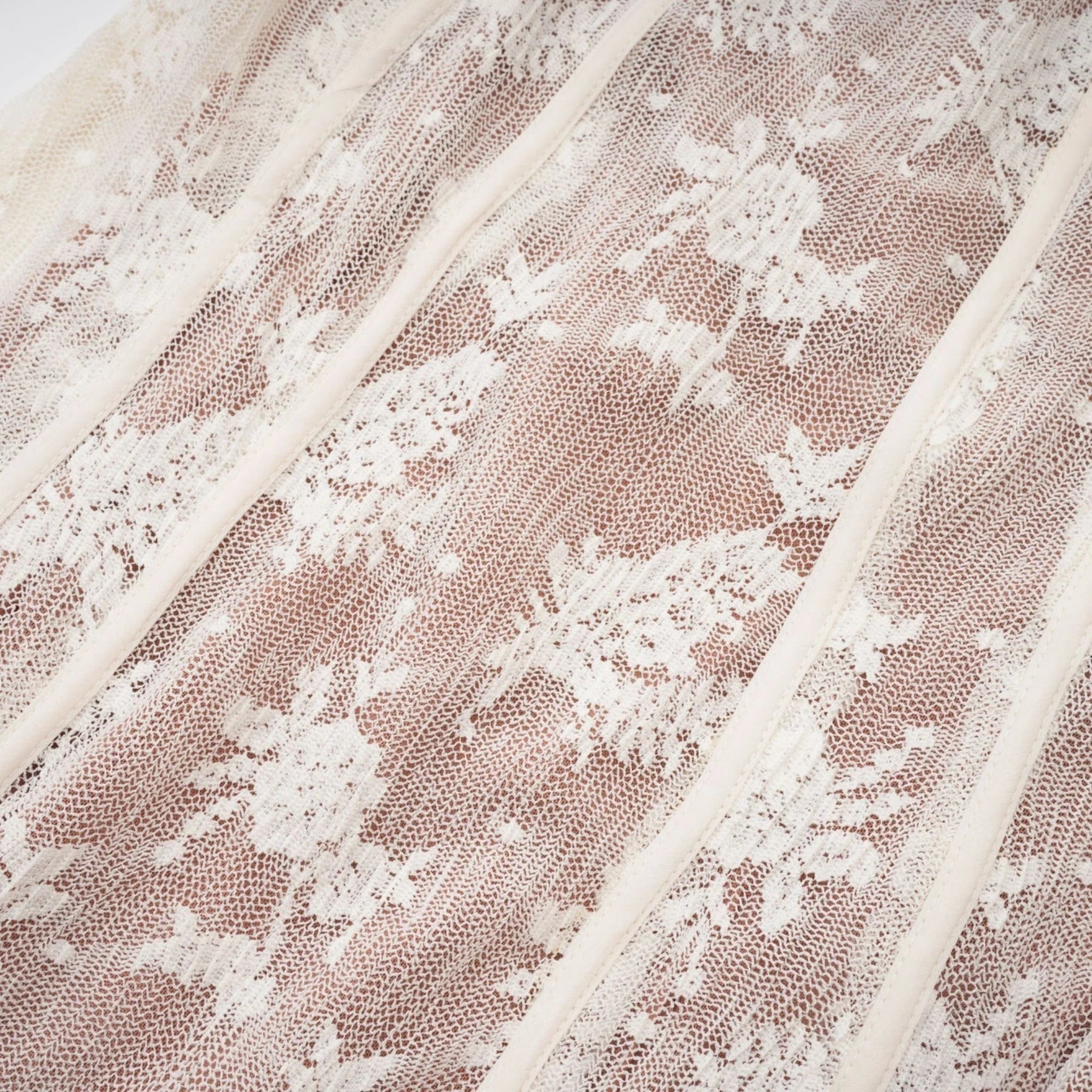 Brielle Maxi Dress - Square Neck - Lace Detailing - Bustier Style - Flared Cuffs - Front Tie & Rear Zip Fastening