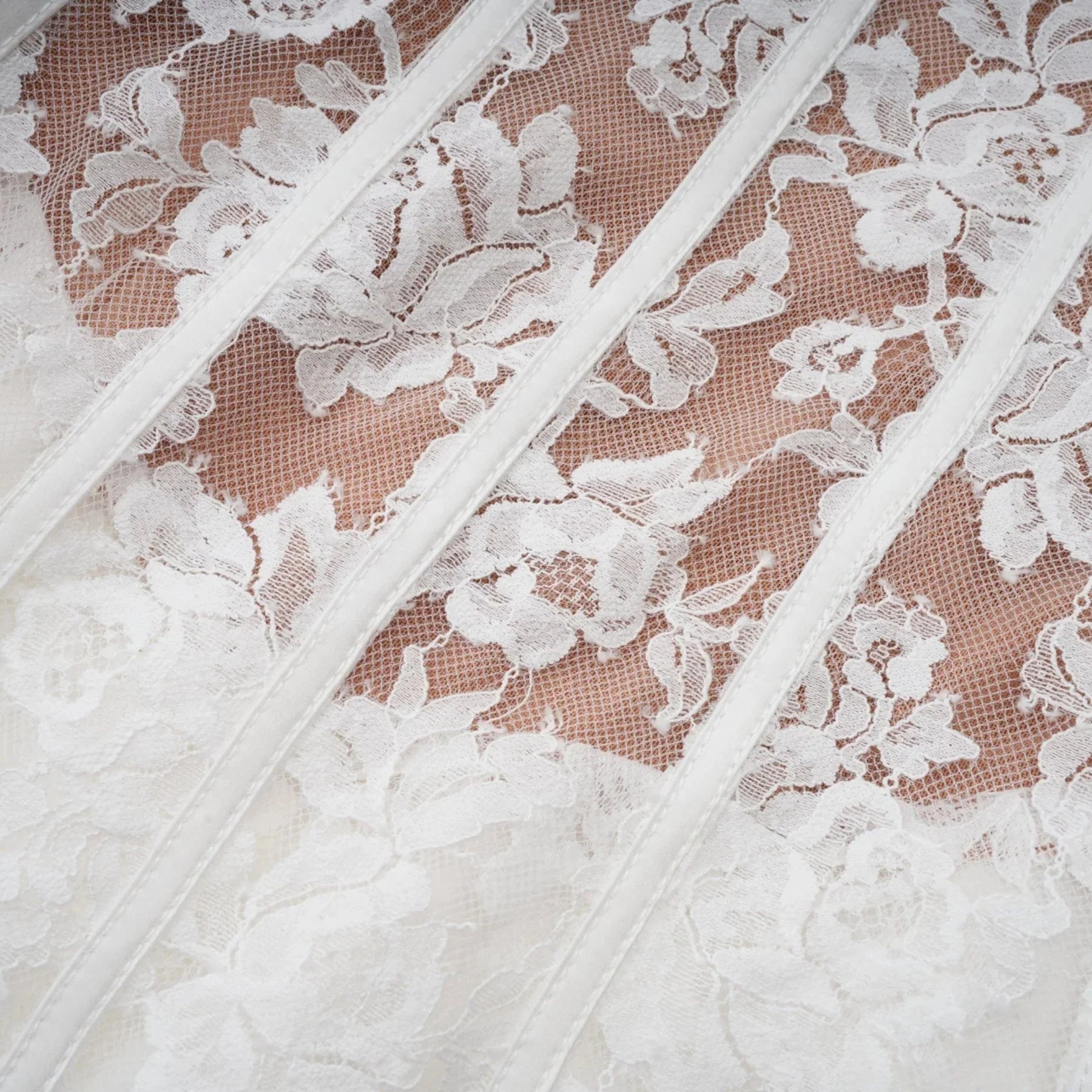 Brooklyn Mini Dress White Floral - Lace Corset Puff - Sleeve