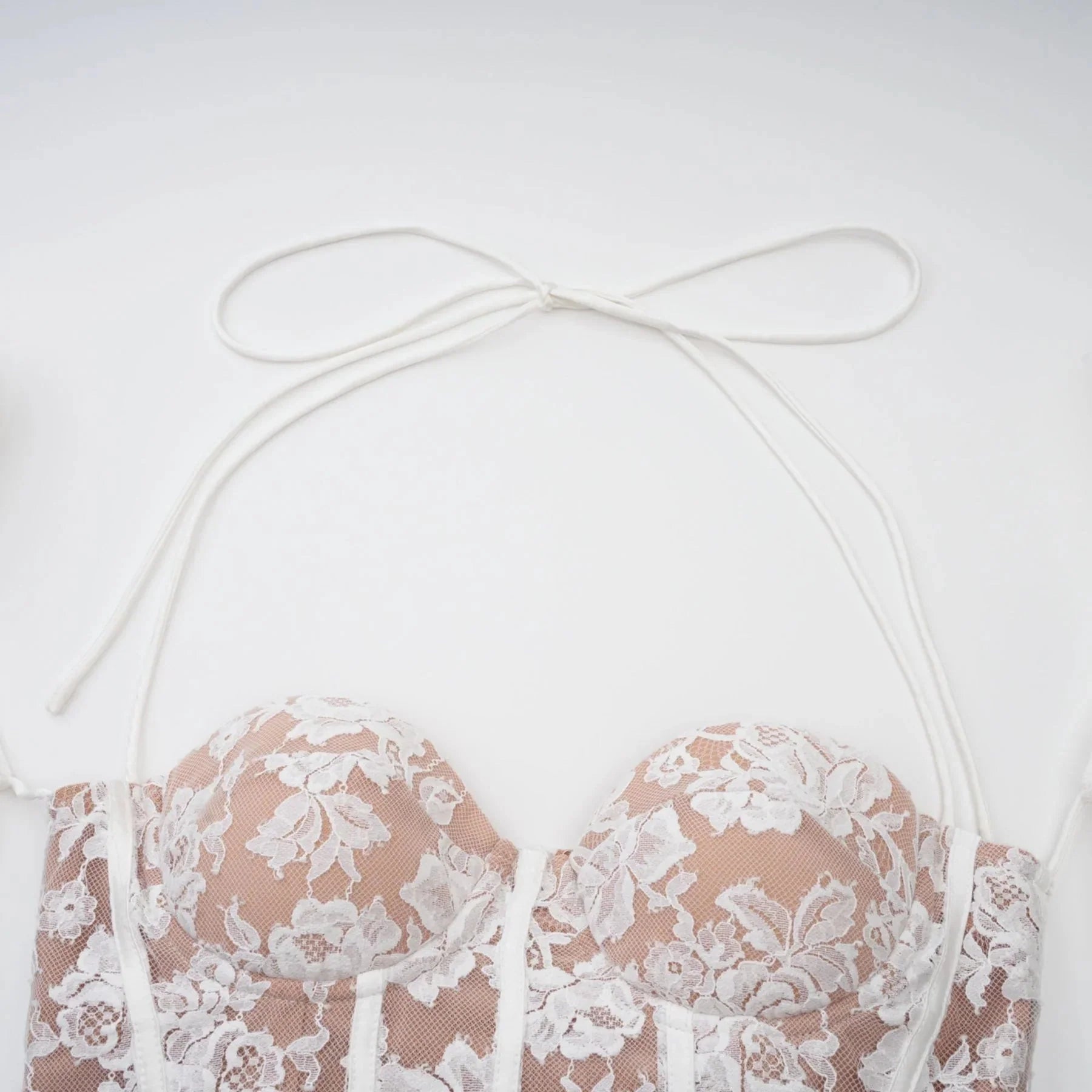 Brooklyn Mini Dress White Floral - Lace Corset Puff - Sleeve