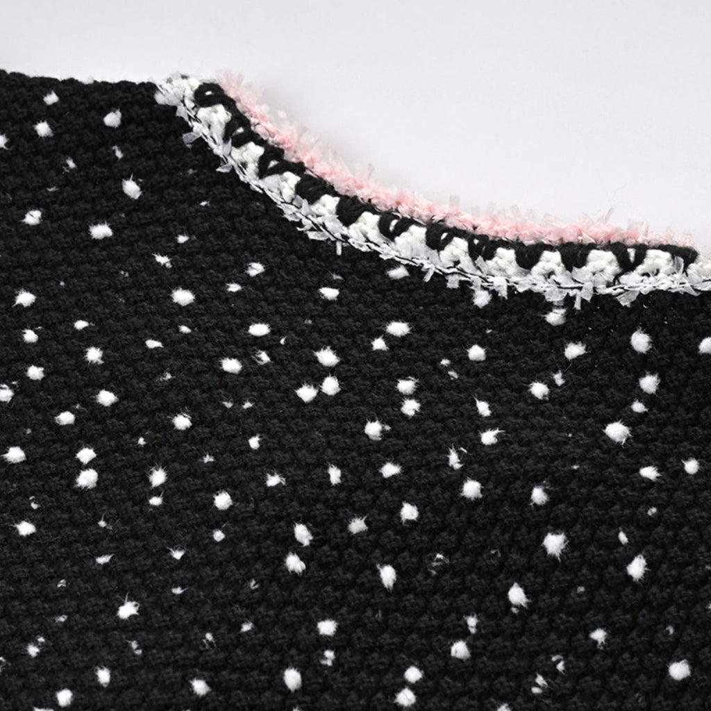 Brooklynn Jacket & Skirt - Long Sleeve - Snowflake Dots Design - Front Button Fastening - Knitted Construction