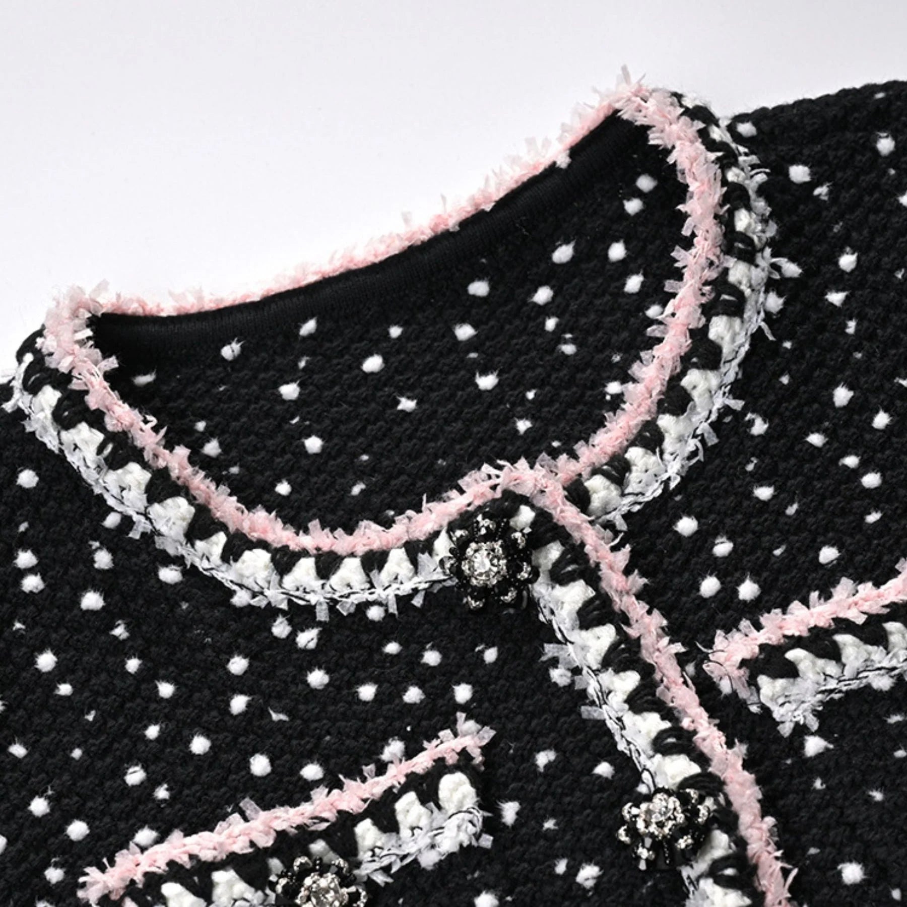 Brooklynn Jacket & Skirt - Long Sleeve - Snowflake Dots Design - Front Button Fastening - Knitted Construction