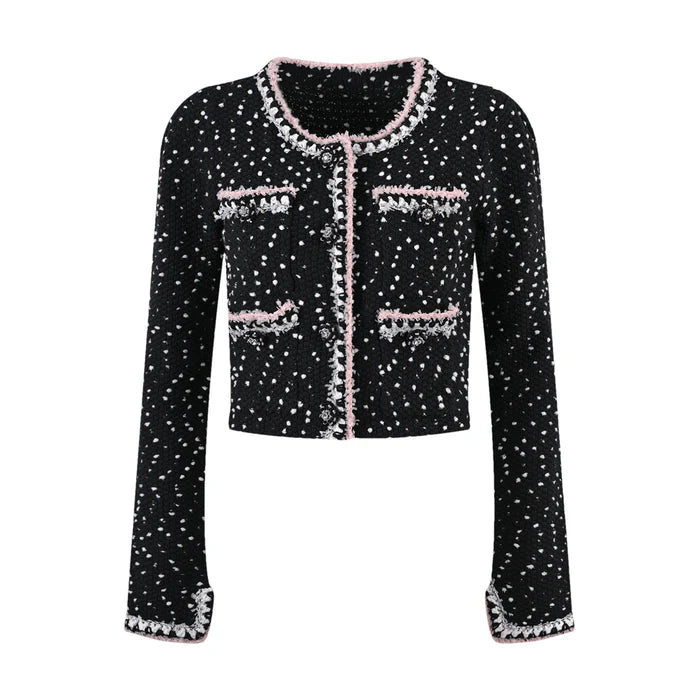 Brooklynn Jacket & Skirt - Long Sleeve - Snowflake Dots Design - Front Button Fastening - Knitted Construction
