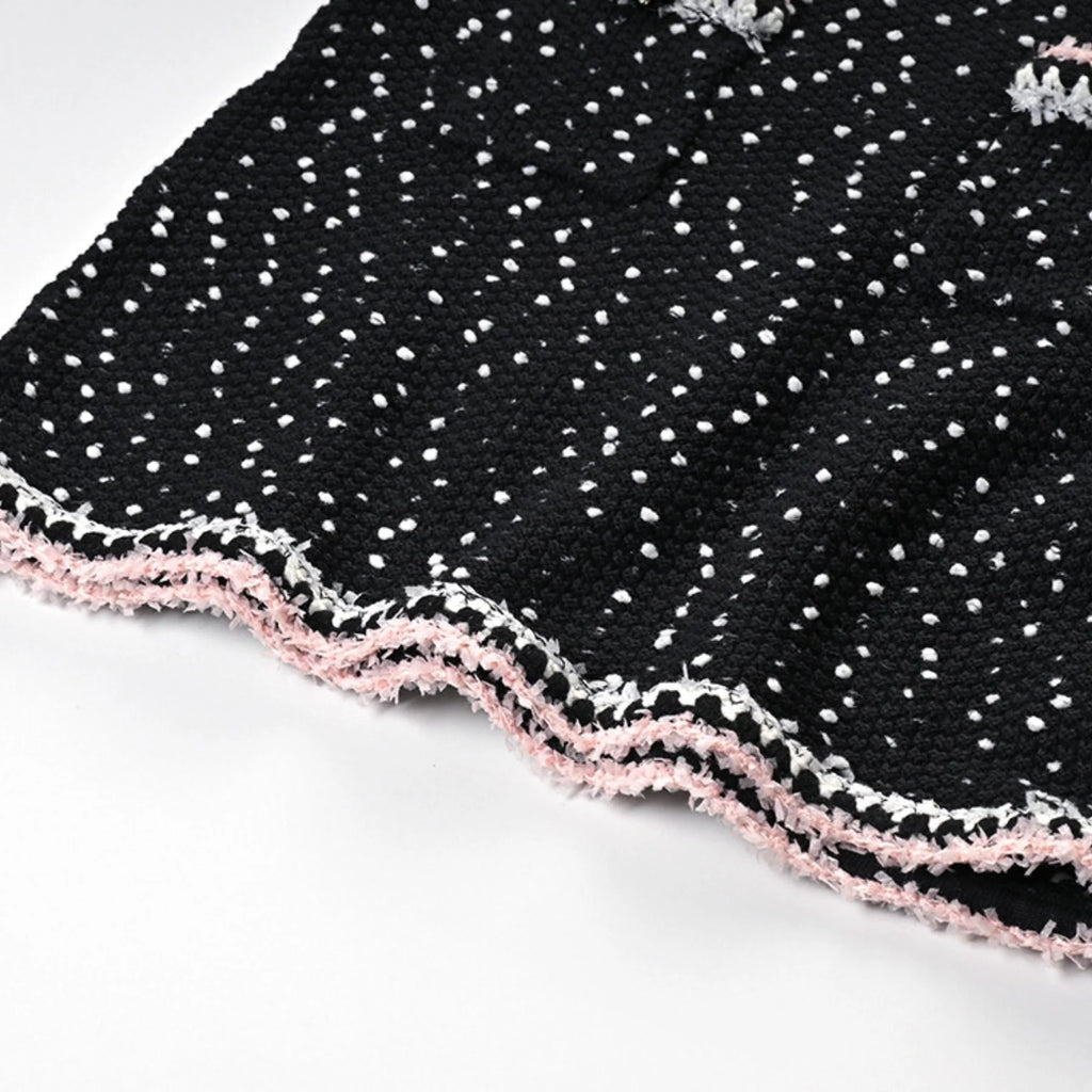 Brooklynn Jacket & Skirt - Long Sleeve - Snowflake Dots Design - Front Button Fastening - Knitted Construction