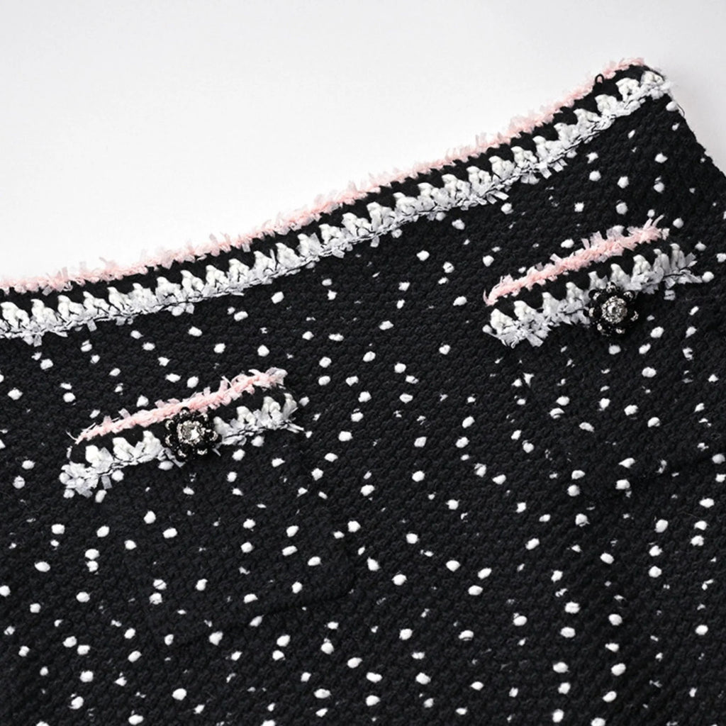 Brooklynn Jacket & Skirt - Long Sleeve - Snowflake Dots Design - Front Button Fastening - Knitted Construction