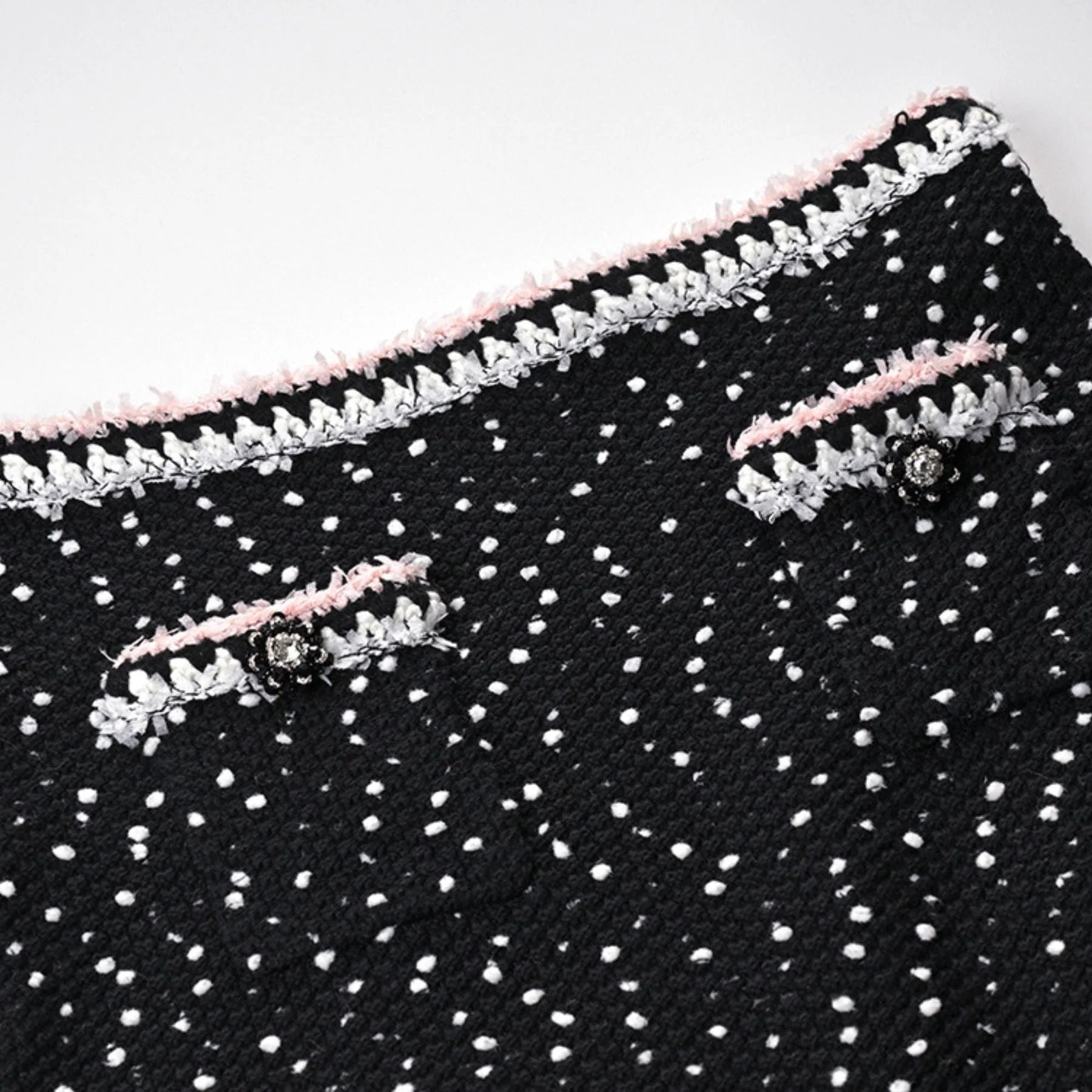 Brooklynn Jacket & Skirt - Long Sleeve - Snowflake Dots Design - Front Button Fastening - Knitted Construction