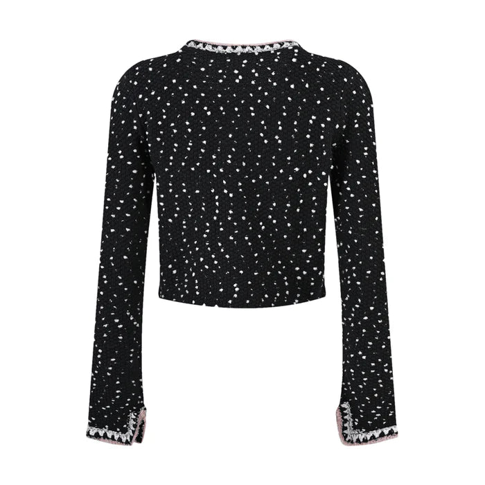 Brooklynn Jacket & Skirt - Long Sleeve - Snowflake Dots Design - Front Button Fastening - Knitted Construction