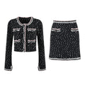 Brooklynn Jacket & Skirt - Long Sleeve - Snowflake Dots Design - Front Button Fastening - Knitted Construction