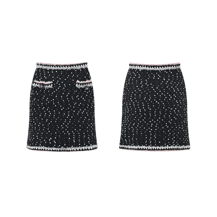 Brooklynn Jacket & Skirt - Long Sleeve - Snowflake Dots Design - Front Button Fastening - Knitted Construction