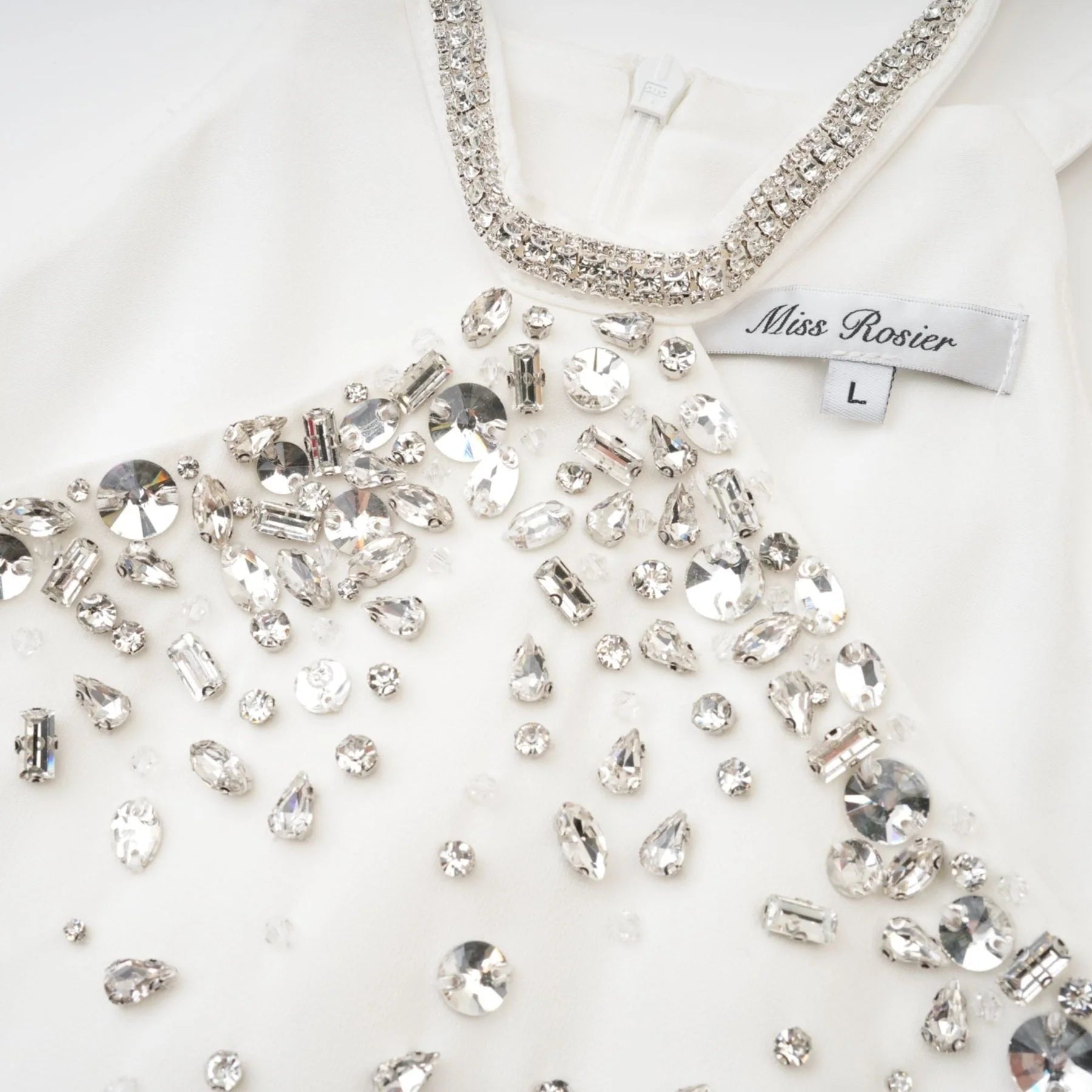 Bruna Mini Dress - Choker Design - Sleeveless - Embellished - Rear Zip Fastening
