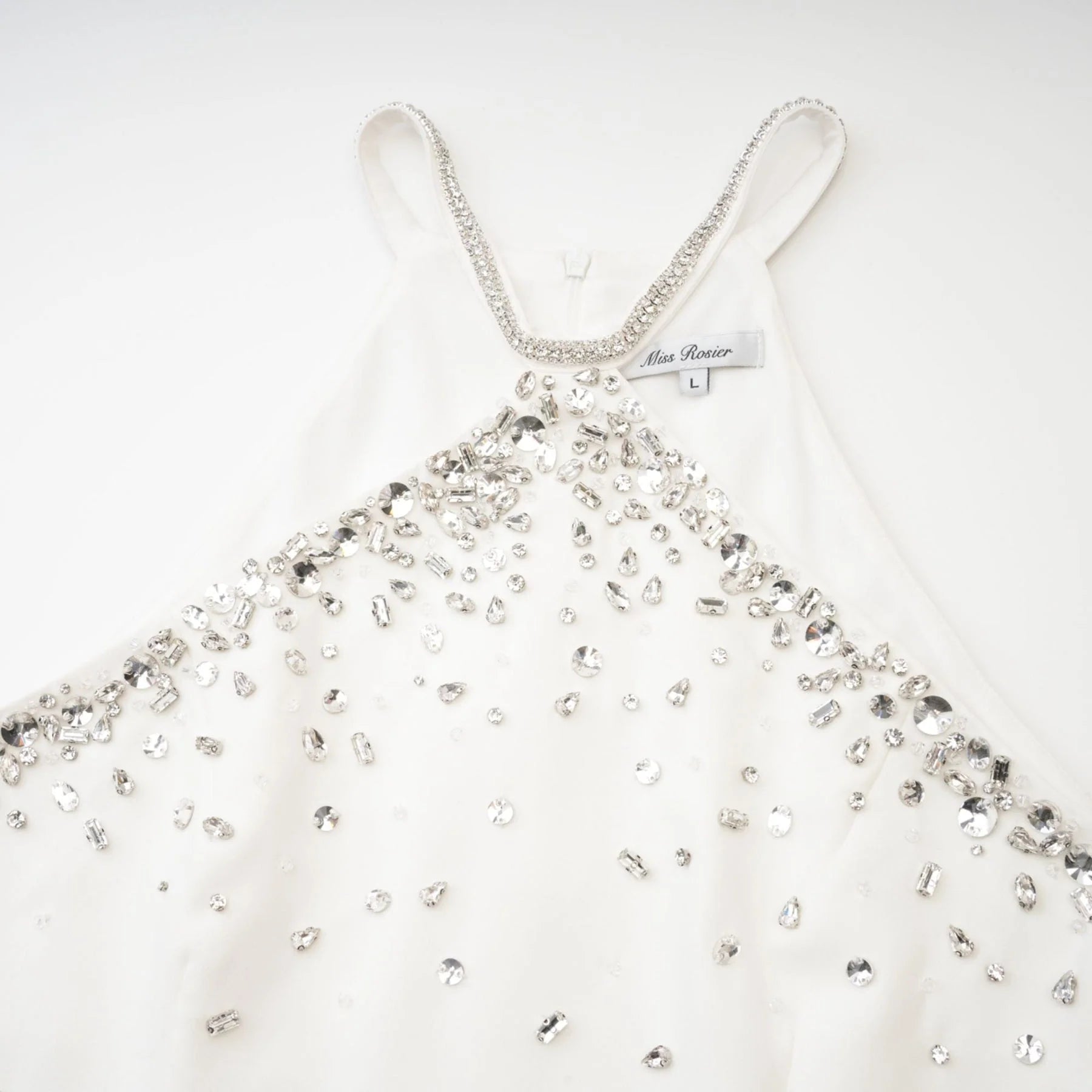 Bruna Mini Dress - Choker Design - Sleeveless - Embellished - Rear Zip Fastening