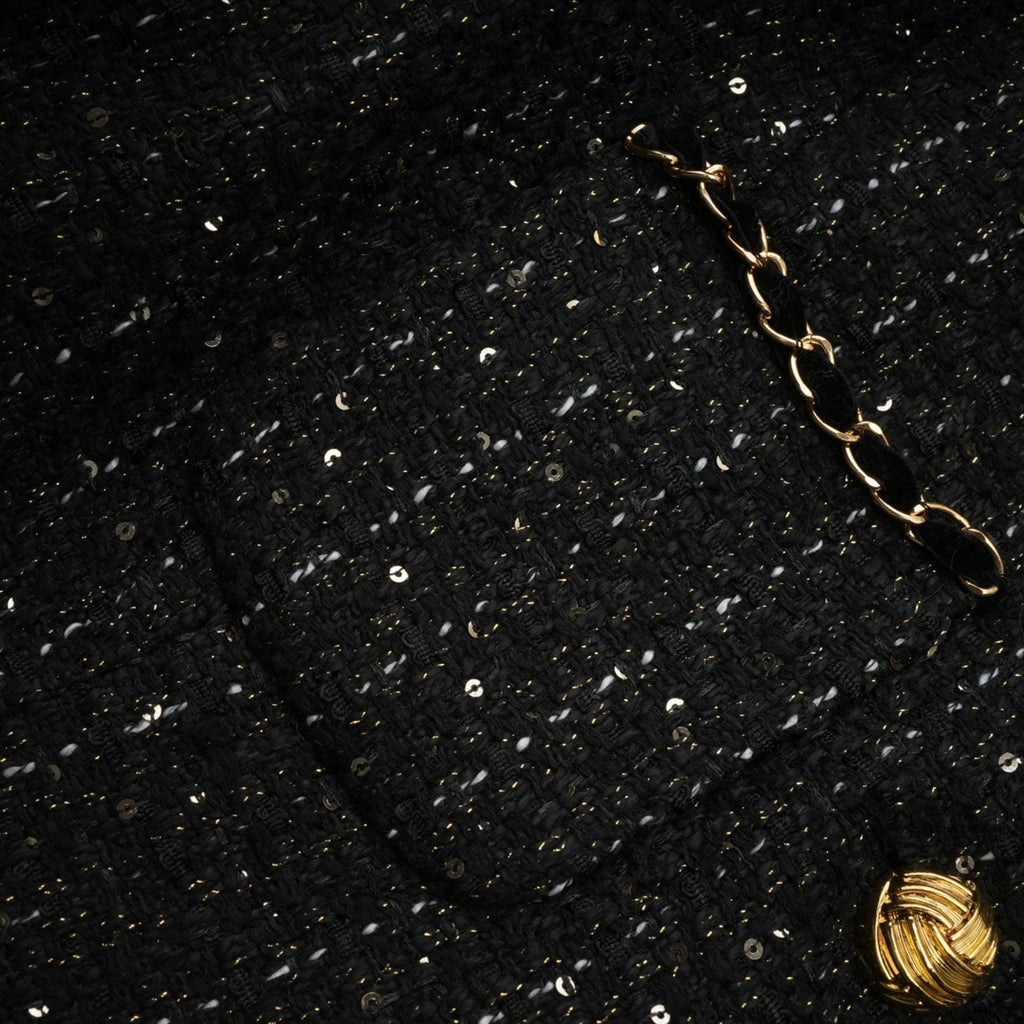 Bruna Sequin Mini Dress - Peak Lapels - Long Sleeves - Patch Pockets - Single Breasted Buttons