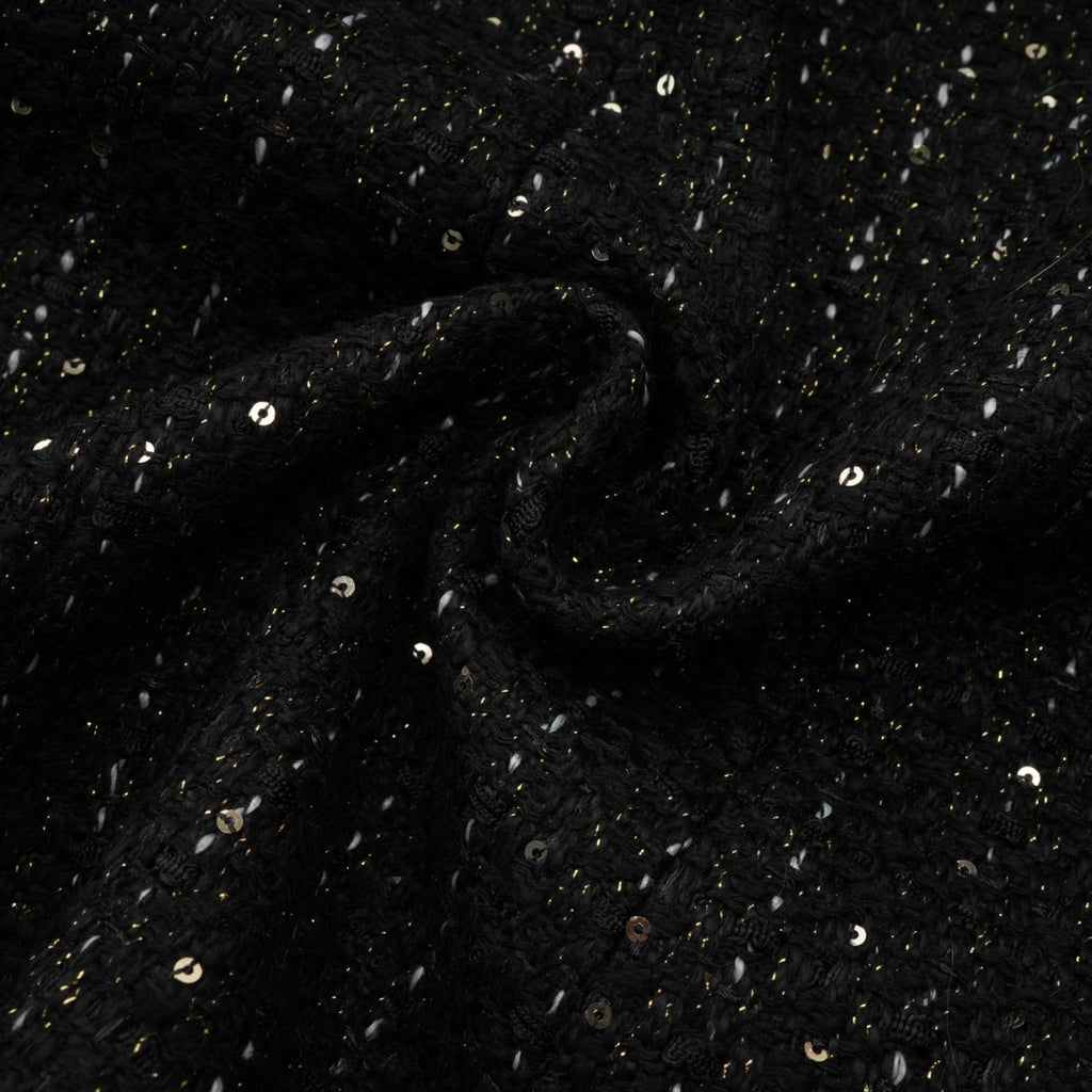 Bruna Sequin Mini Dress - Peak Lapels - Long Sleeves - Patch Pockets - Single Breasted Buttons