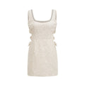 Brynn Mini Dress - Sleeveless with Sequin Detailing - Cut - Out Design - Crystal Embellishments - Bow Accent
