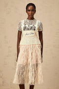 Caitlin Midi Dress Floral Embroidered Calf - Length White