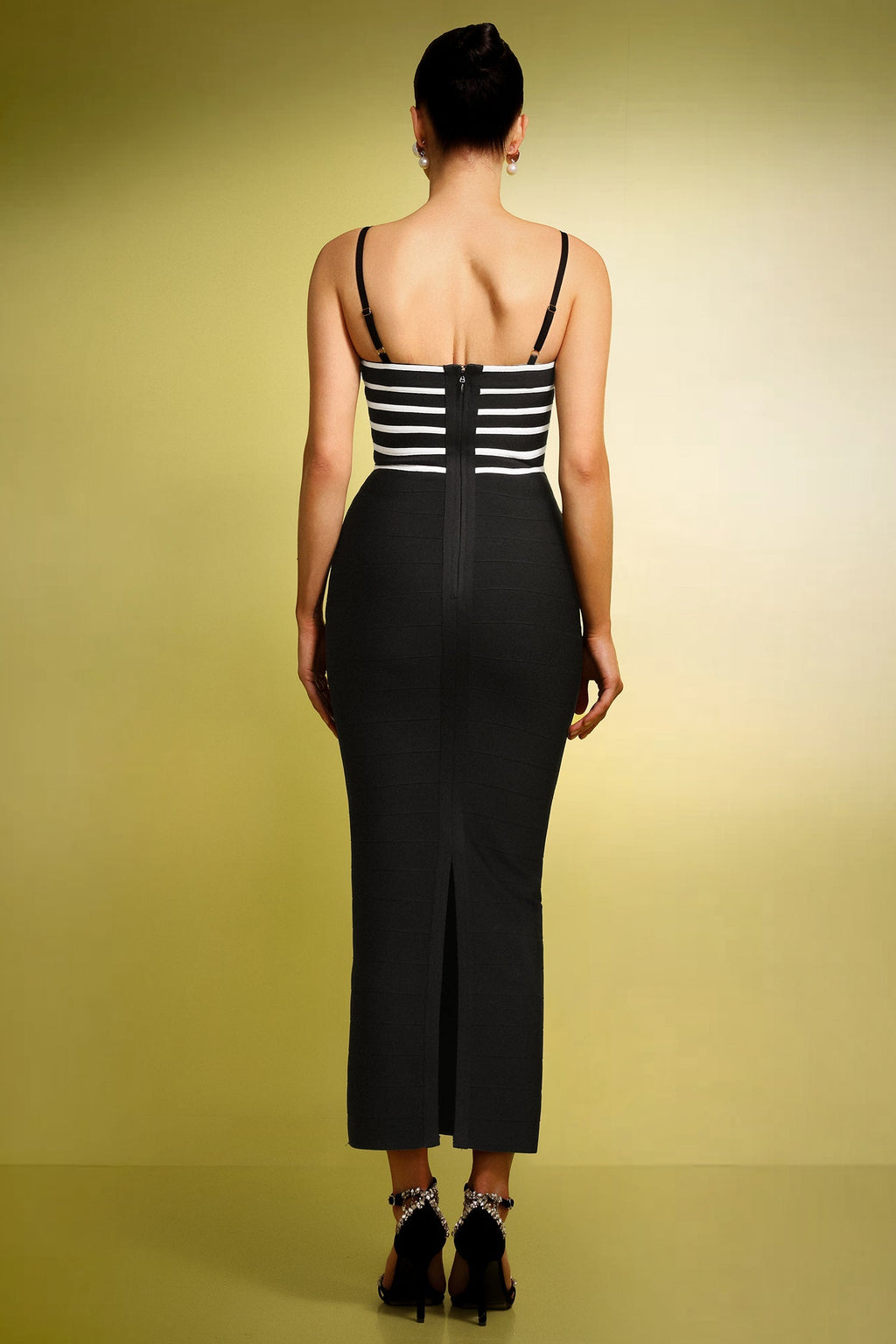 Caitlyn Black Striped Silhouette Dress