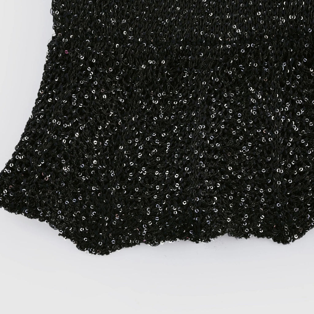 Callie Mini Dress - Sleeveless - Tiered Skirt - Sequin Details - Knitted Construction