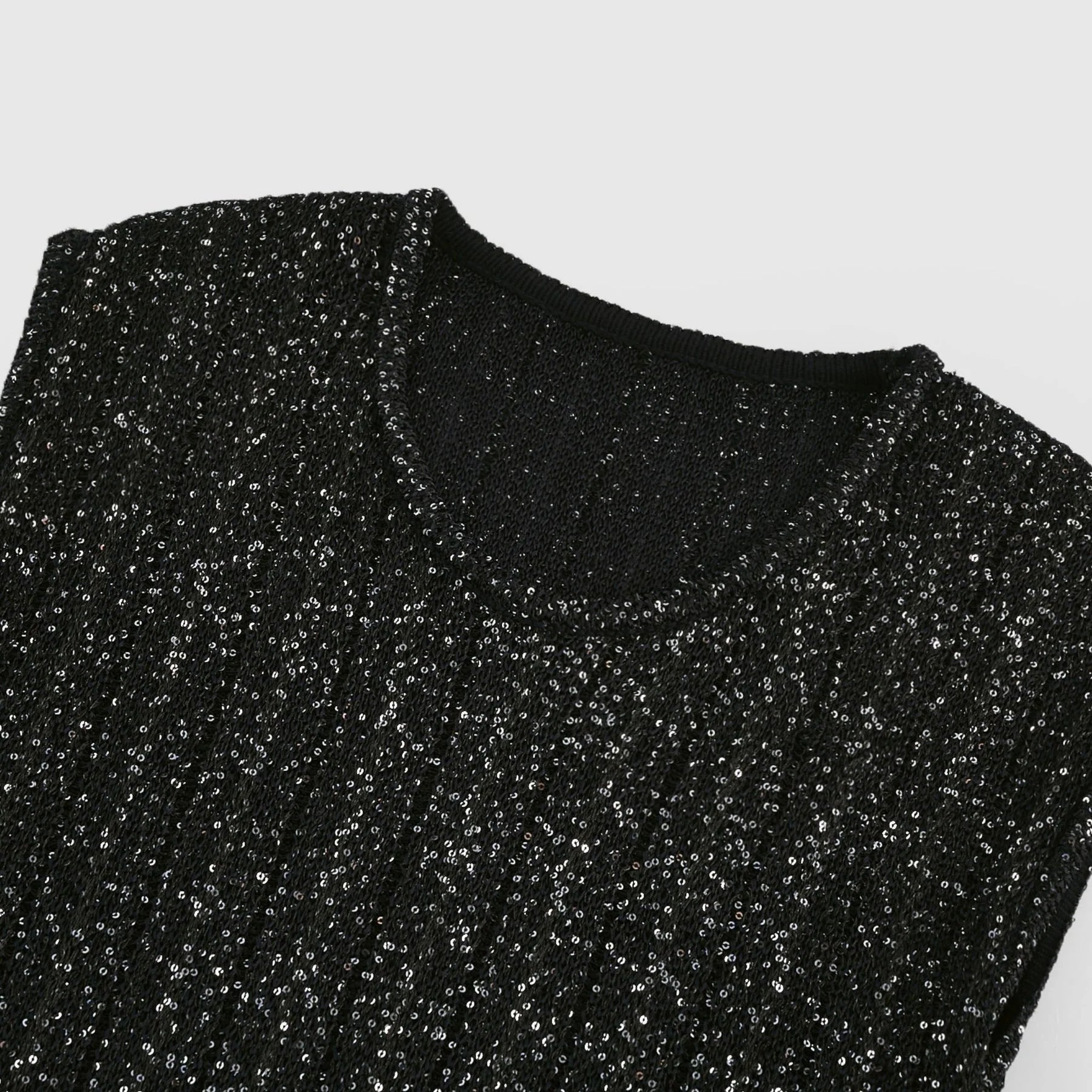 Callie Mini Dress - Sleeveless - Tiered Skirt - Sequin Details - Knitted Construction