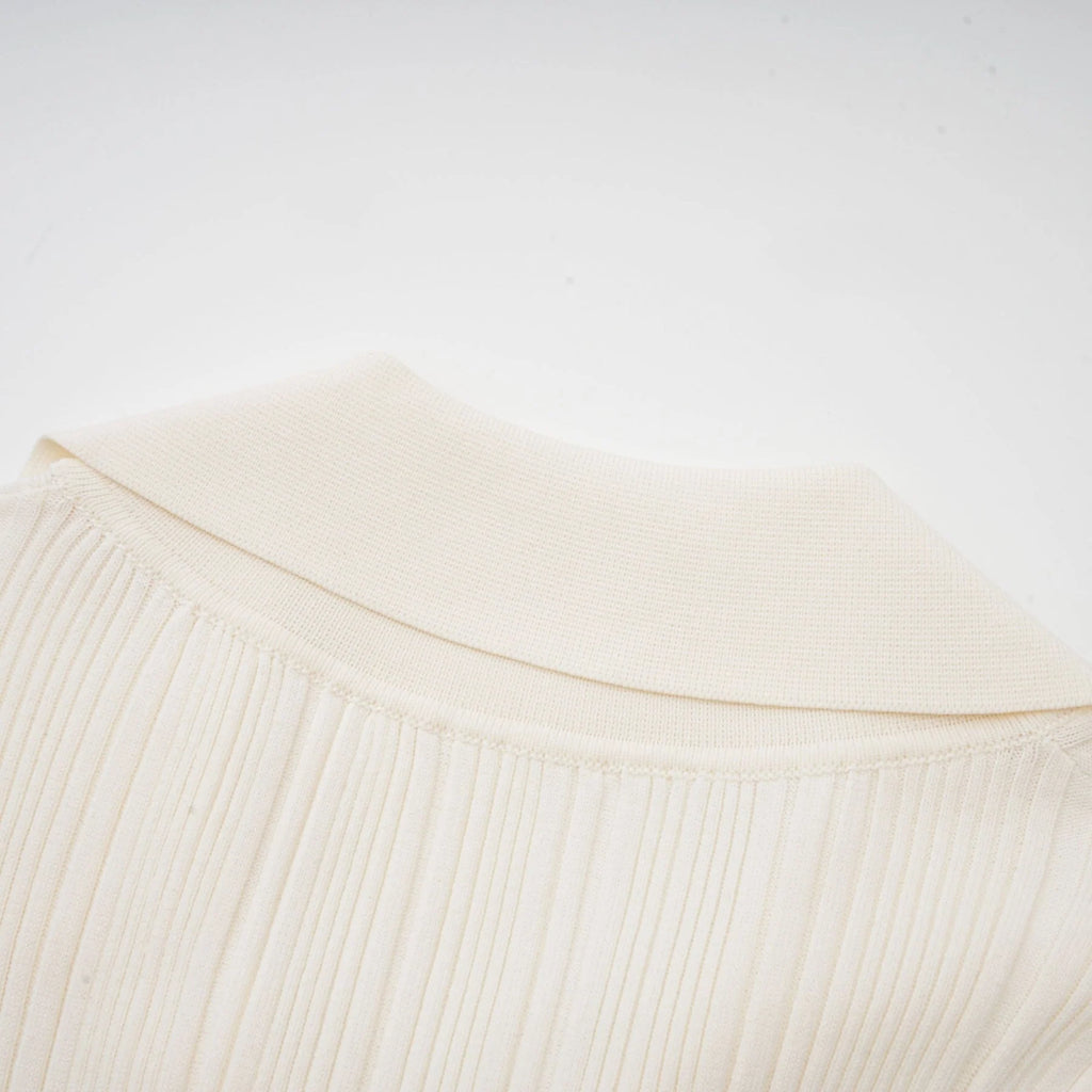 Camila Midi Dress - Ribbed Knit - Lapels and Pockets - Mermaid Hem Design