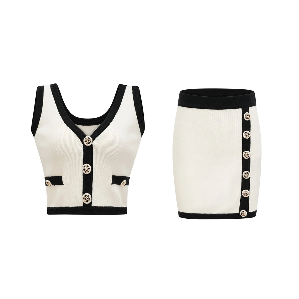 Camila Stretch - Jersey Knitted Cropped Top and Skirt Set